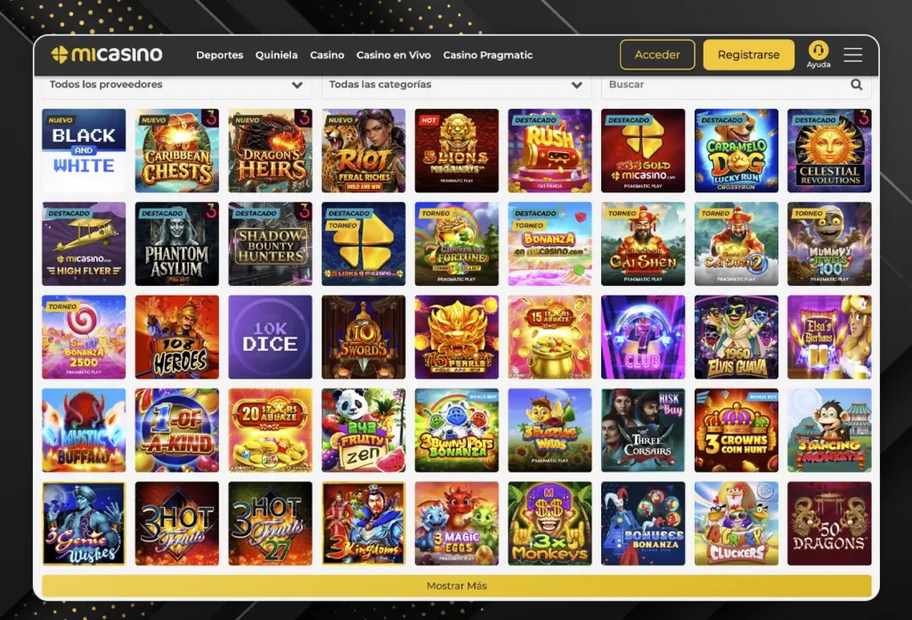 Juegos de casino en Mi Casino Chile